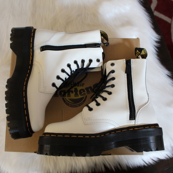 Dr. Martens, Jadon white Polished smooth platform leather boots - Picture 4 of 12